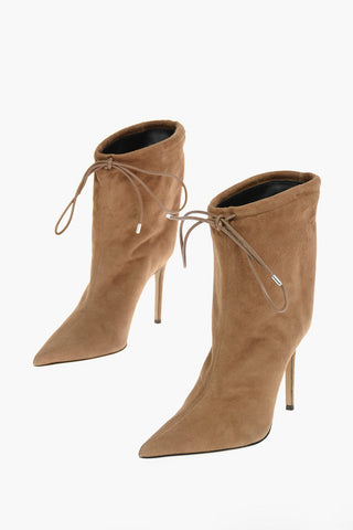 Suede Leather KANDA Ankle Booties with Ankle Drawstring 10,5cm