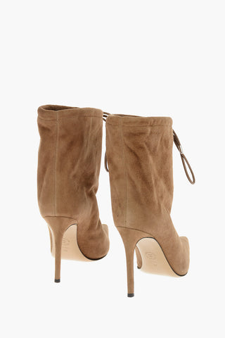 Suede Leather KANDA Ankle Booties with Ankle Drawstring 10,5cm