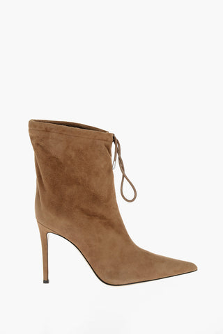 Suede Leather KANDA Ankle Booties with Ankle Drawstring 10,5cm