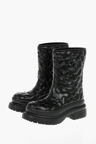 Rubbered Rain Boots with All-over Embossed Petals