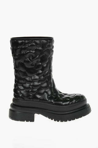 Rubbered Rain Boots with All-over Embossed Petals