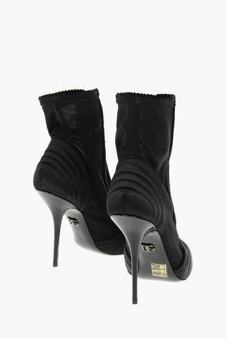 Satin Laced BETTE Open-toed Ankle Booties with Hoops Fastening 10,5cm