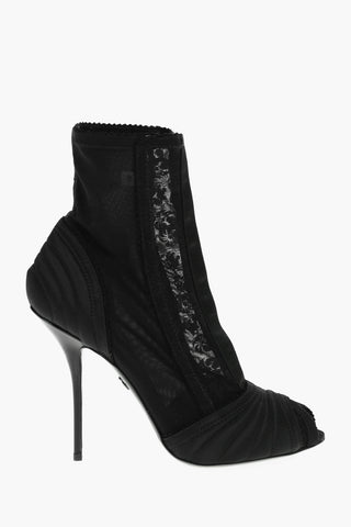 Satin Laced BETTE Open-toed Ankle Booties with Hoops Fastening 10,5cm