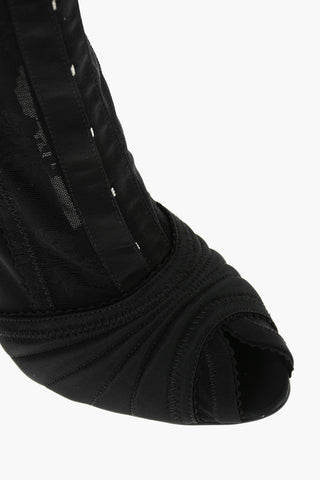 Satin Laced BETTE Open-toed Ankle Booties with Hoops Fastening 10,5cm