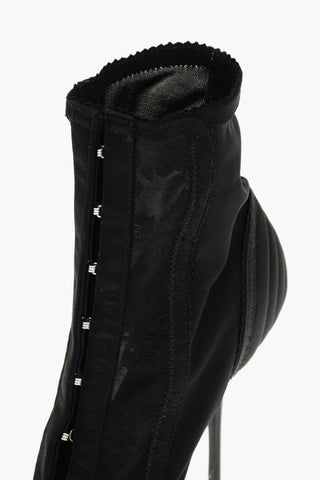 Satin Laced BETTE Open-toed Ankle Booties with Hoops Fastening 10,5cm