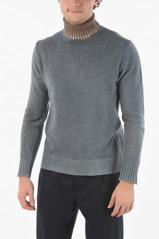 Virgin Wool-blend Turtle-neck Sweater with Contrasting Ribbed Collar neck