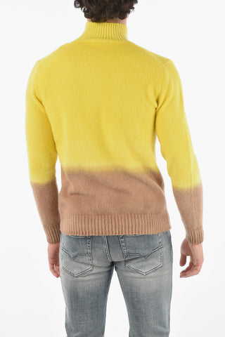 Virgin Wool Two-tone Turtle-neck Sweater