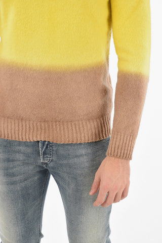 Virgin Wool Two-tone Turtle-neck Sweater