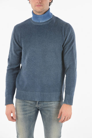 Virgin Wool-blend Turtleneck Sweater with Contrasting Collar neck