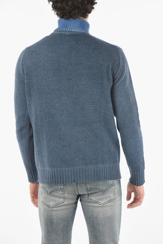 Virgin Wool-blend Turtleneck Sweater with Contrasting Collar neck