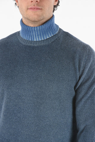 Virgin Wool-blend Turtleneck Sweater with Contrasting Collar neck