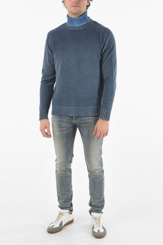 Virgin Wool-blend Turtleneck Sweater with Contrasting Collar neck