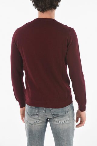 Maglia Girocollo in Lana Vergine con Orli a Costine