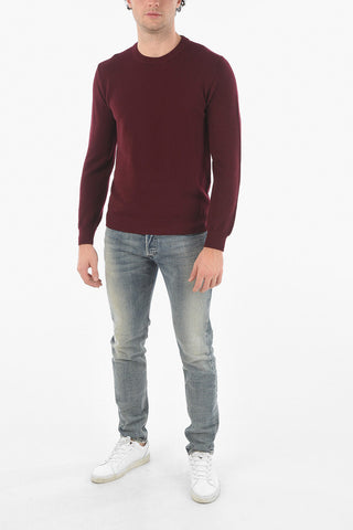 Maglia Girocollo in Lana Vergine con Orli a Costine