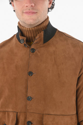 Suede Leather Jacket with Raw-cut Trimmings