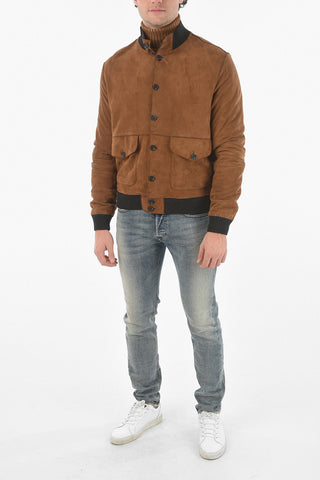 Suede Leather Jacket with Raw-cut Trimmings