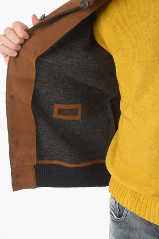 Suede Leather Jacket with Raw-cut Trimmings