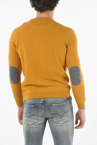 Virgin Wool Crewneck Sweater with Patches