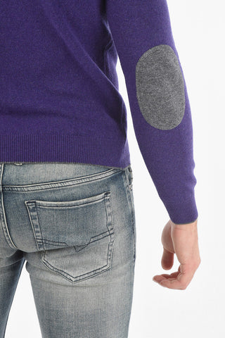 Virgin Wool Crewneck Sweater with Patches