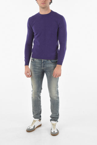 Virgin Wool Crewneck Sweater with Patches