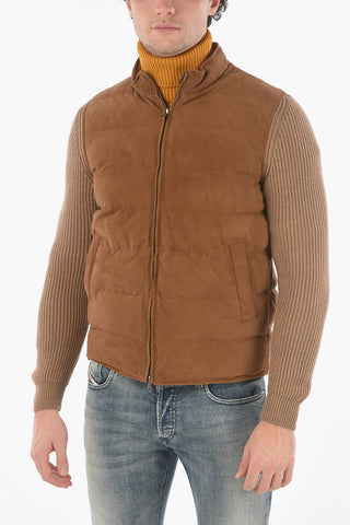 Suede Leather JEFF Jacket with Wolly Sleeves