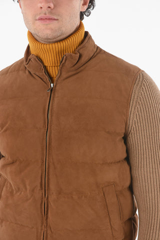 Suede Leather JEFF Jacket with Wolly Sleeves