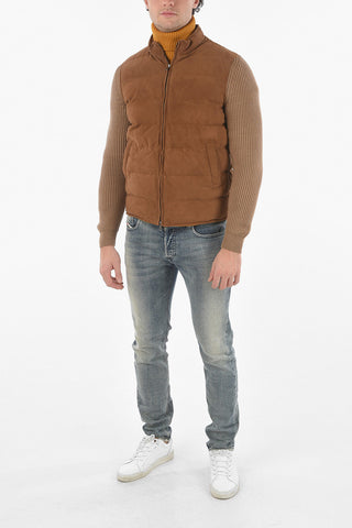 Suede Leather JEFF Jacket with Wolly Sleeves
