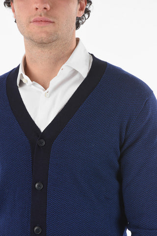 Cardigan Herringbone in Lana Vergine