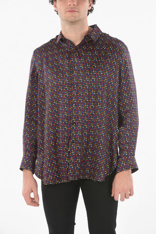 Standard Collar Geometric Patterned Silk Shirt