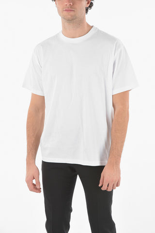 Crewneck T-shirt with Embossed Lettering Print