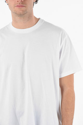 Crewneck T-shirt with Embossed Lettering Print