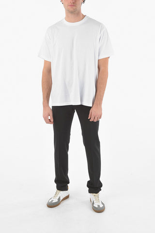 Crewneck T-shirt with Embossed Lettering Print