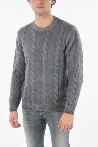 Virgin Wool Aran Crewneck Sweater