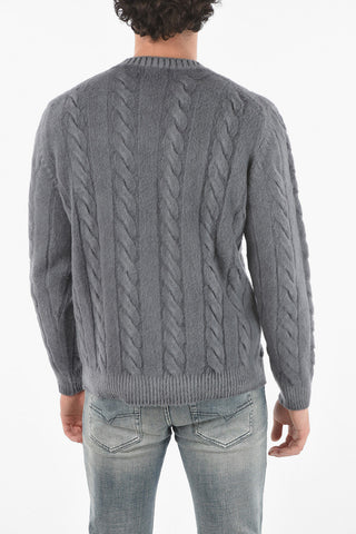 Virgin Wool Aran Crewneck Sweater