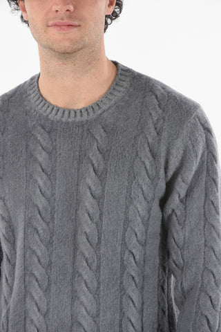 Virgin Wool Aran Crewneck Sweater