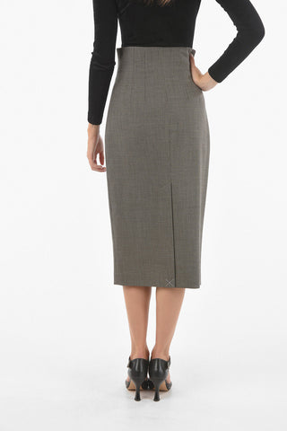 Pencil MICRO PIXEL Midi Skirt with High Waist