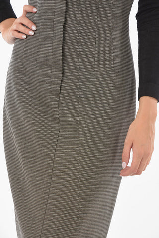 Pencil MICRO PIXEL Midi Skirt with High Waist