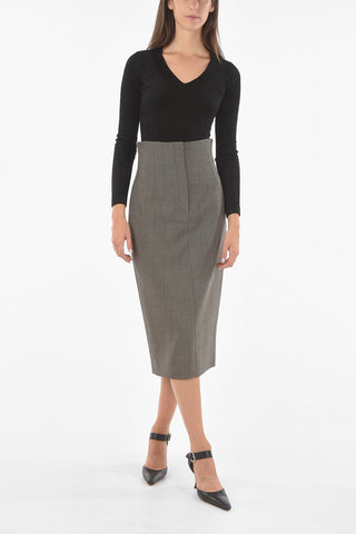 Pencil MICRO PIXEL Midi Skirt with High Waist