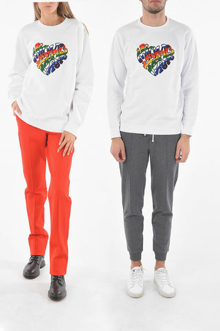 Crew Neck Terry Logo Patch Fleece Cotton Sweashirt