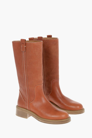 Contrasting Seams EDITH Leather High Boots