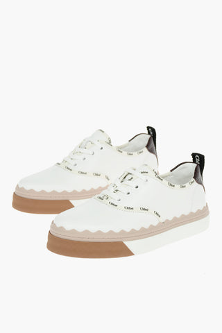 Leather Sneakers With Logoed Edges And Irregular Sole