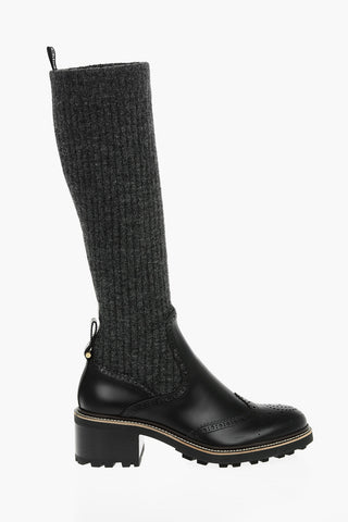 Stivali Alti FRANNE In Tessuto E Pelle Con Dettagli Brogues