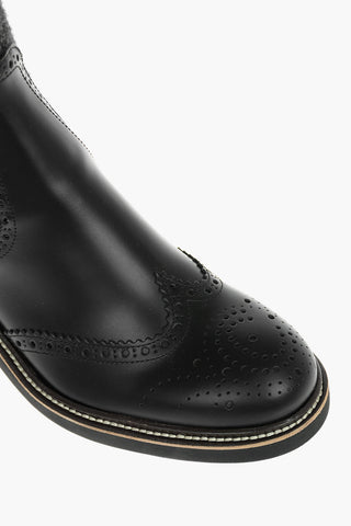 Stivali Alti FRANNE In Tessuto E Pelle Con Dettagli Brogues