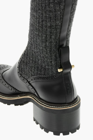 Stivali Alti FRANNE In Tessuto E Pelle Con Dettagli Brogues