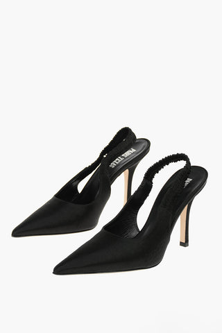 10 cm Heel Crocodile Print Satin Slingback Shoes
