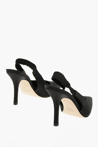 10 cm Heel Crocodile Print Satin Slingback Shoes