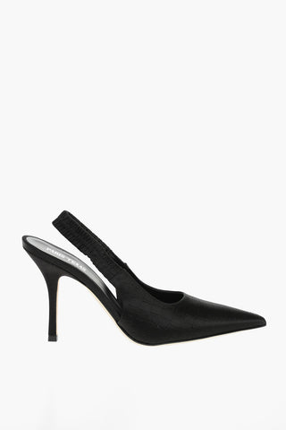 10 cm Heel Crocodile Print Satin Slingback Shoes