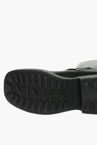 Platform Sole Leather Boots With Buckle