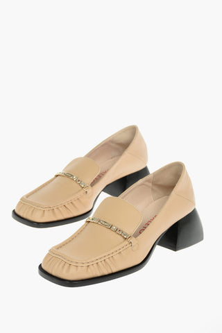 5 cm Squared Heel Leather Loafers