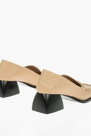 5 cm Squared Heel Leather Loafers